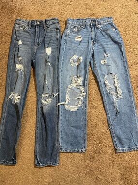 Hollister Aeropostale Women’s Mom Jeans High Rise Distressed Teen Size 00